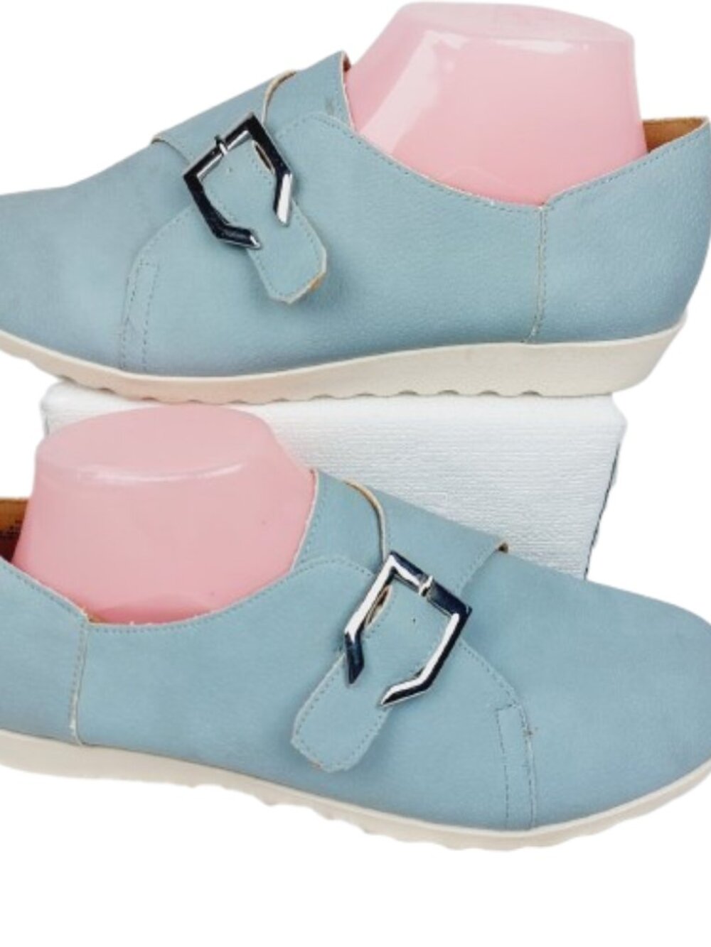 Comfortview Noemi Women's Chambray Blue Comfort Slip On Flats Size US 9.5